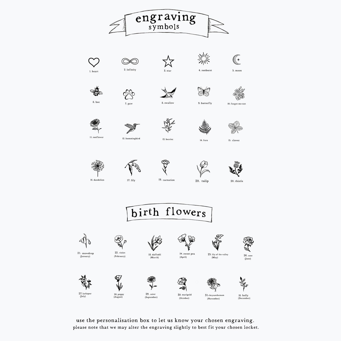 Engraved Botanical Gold Brass Locket : 18"