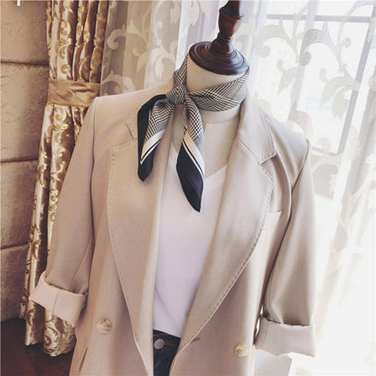 Chidori Grid 100% mulberry Silk Scarf/Silk head scarf/Silk hair scarf/Silk neck scarf/Mother's Day Gifts/Bag Accessory/Gift for her: Blue