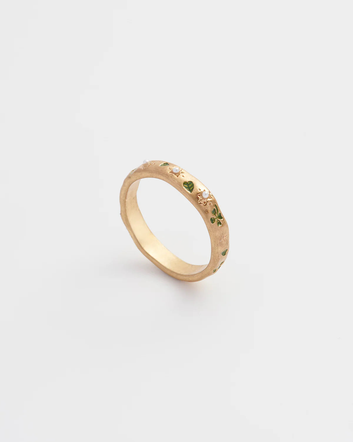 Four Leaf Clover & Pearl Ring