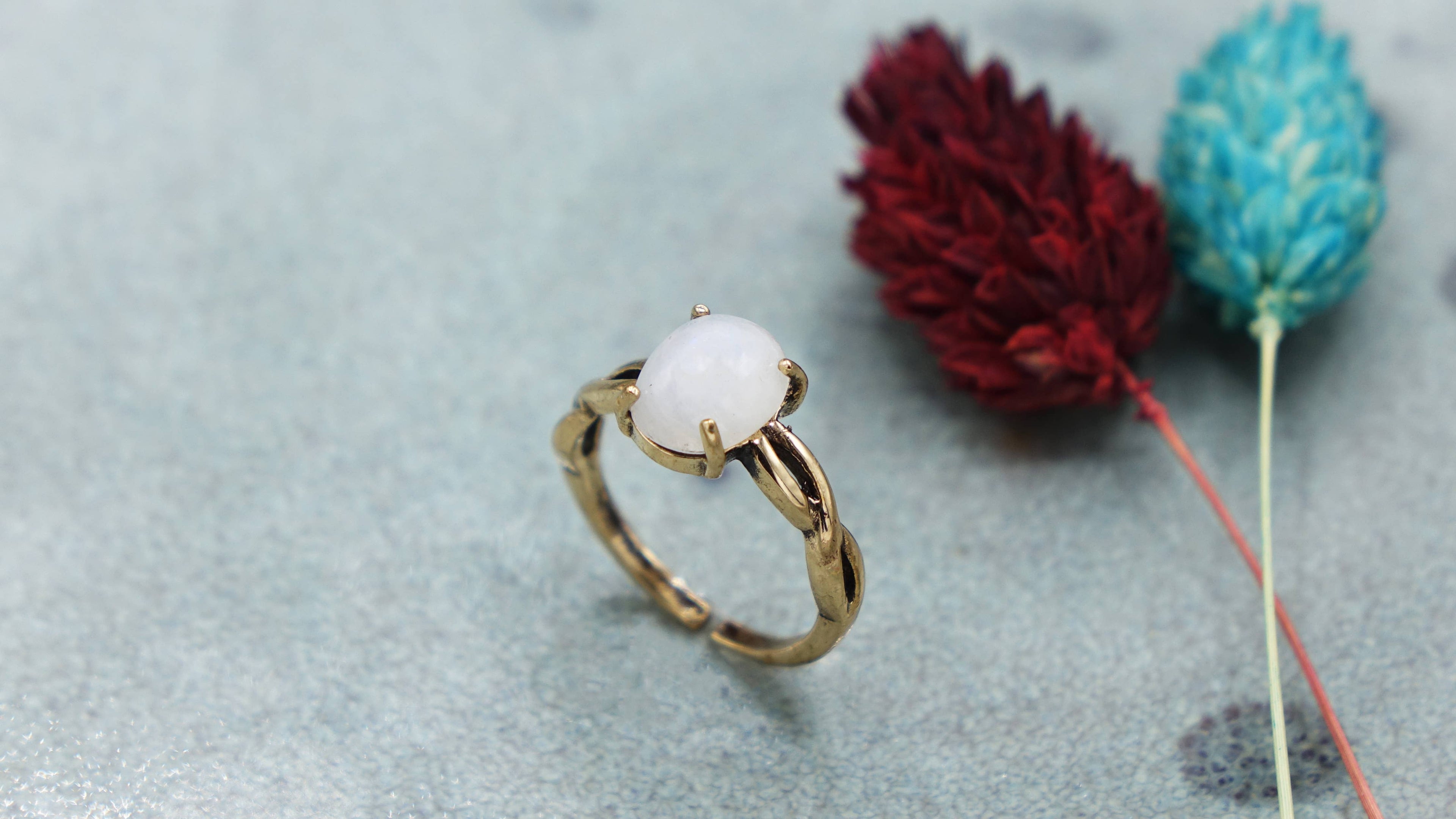 Moonstone Crystal Stone Ring