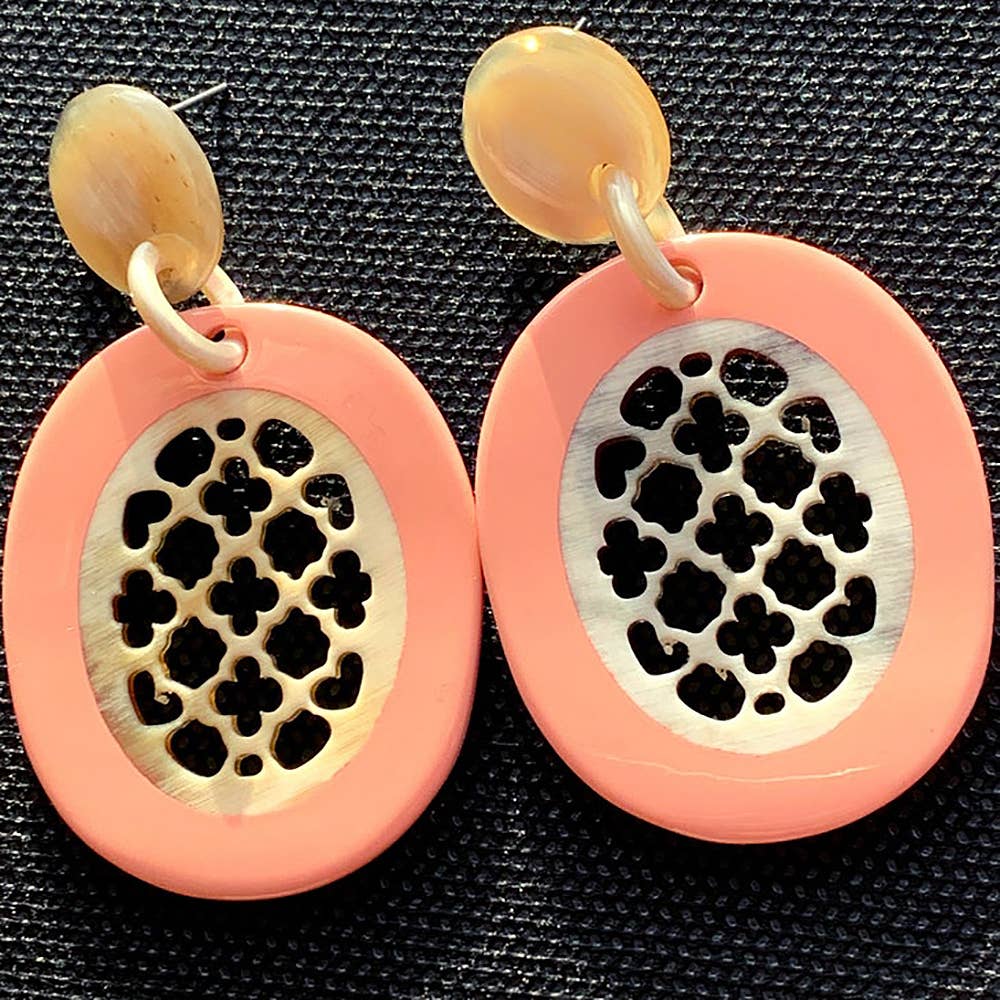 Boho Buffalo Horn Earrings, Lacquered: Red Boho Buffalo Horn Earrings