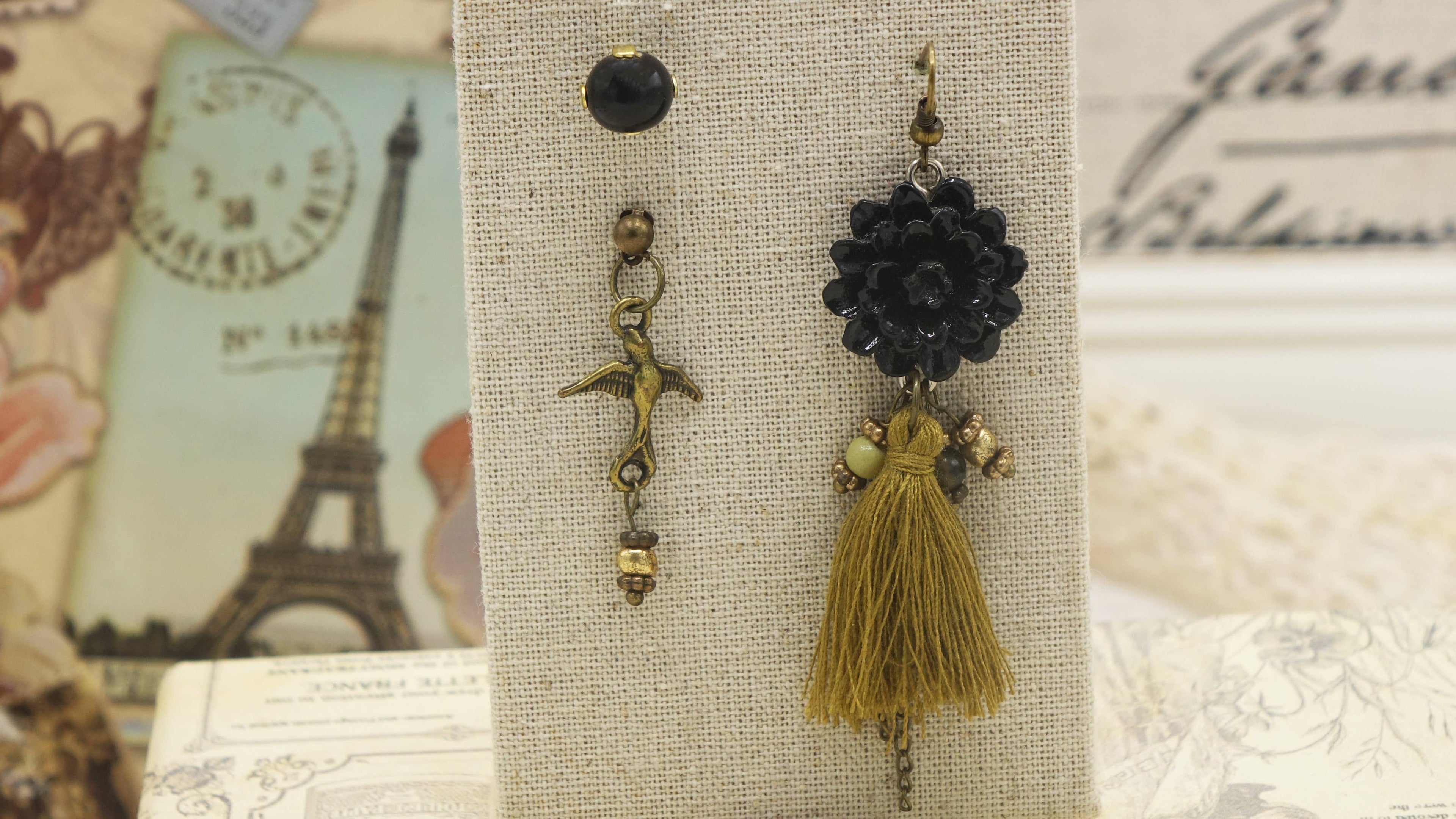 Black Rose Triple Earring