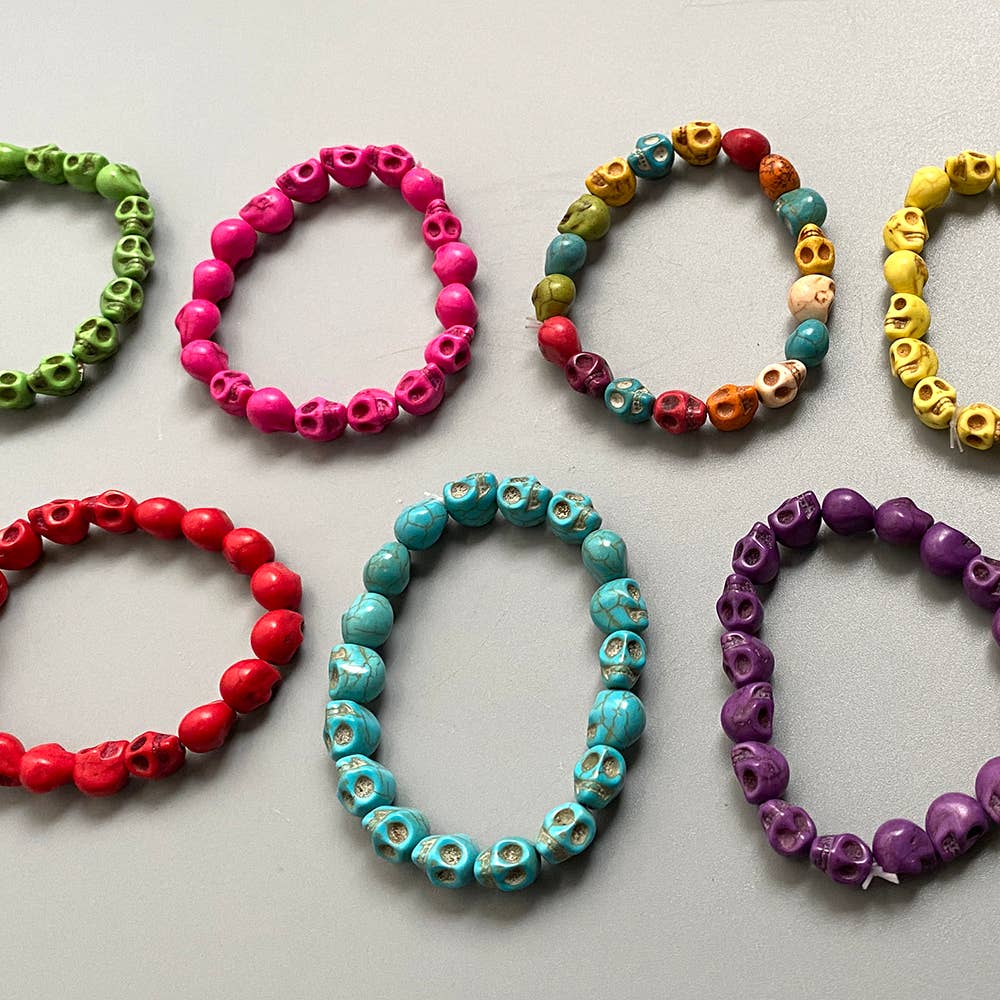 Skull Bracelet, Dyed Howlite: Beige