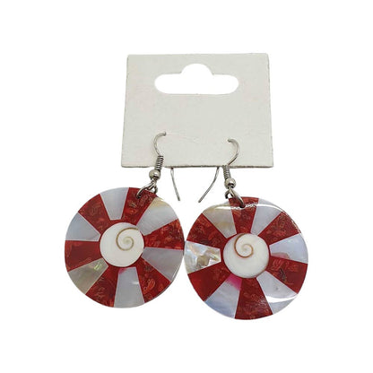 Capiz Shell Earrings: Red Rectangle