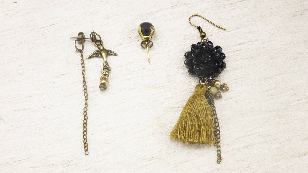Black Rose Triple Earring