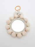Super Pom Pom Mirror Keyrings, Large: Cream