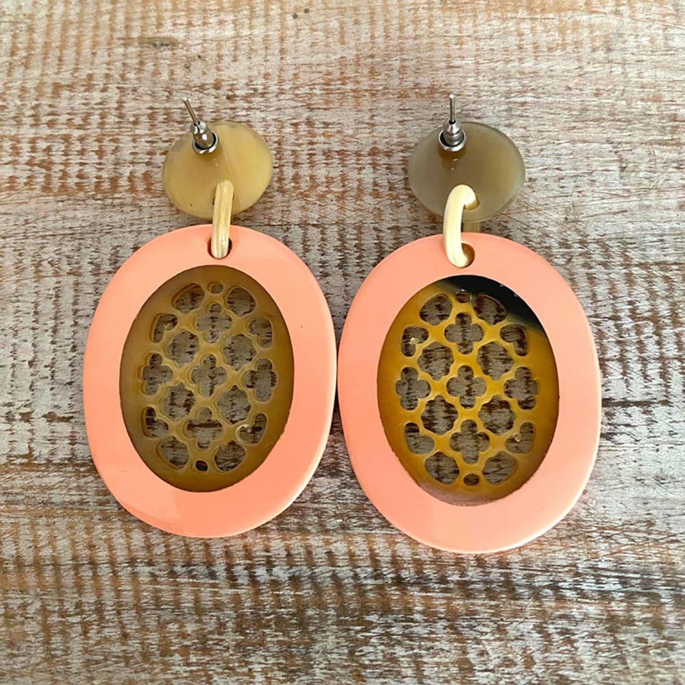 Boho Buffalo Horn Earrings, Lacquered: Red Boho Buffalo Horn Earrings