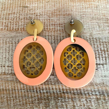 Boho Buffalo Horn Earrings, Lacquered: Red Boho Buffalo Horn Earrings