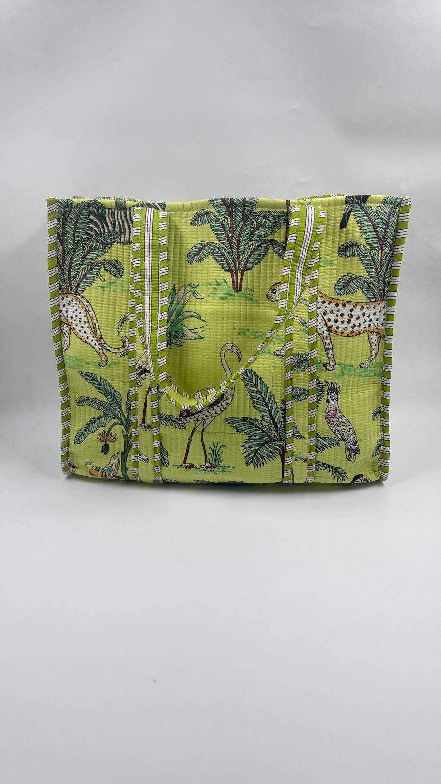 100% Cotton Kantha Quilted Boho Reversible Animal Tote Bag