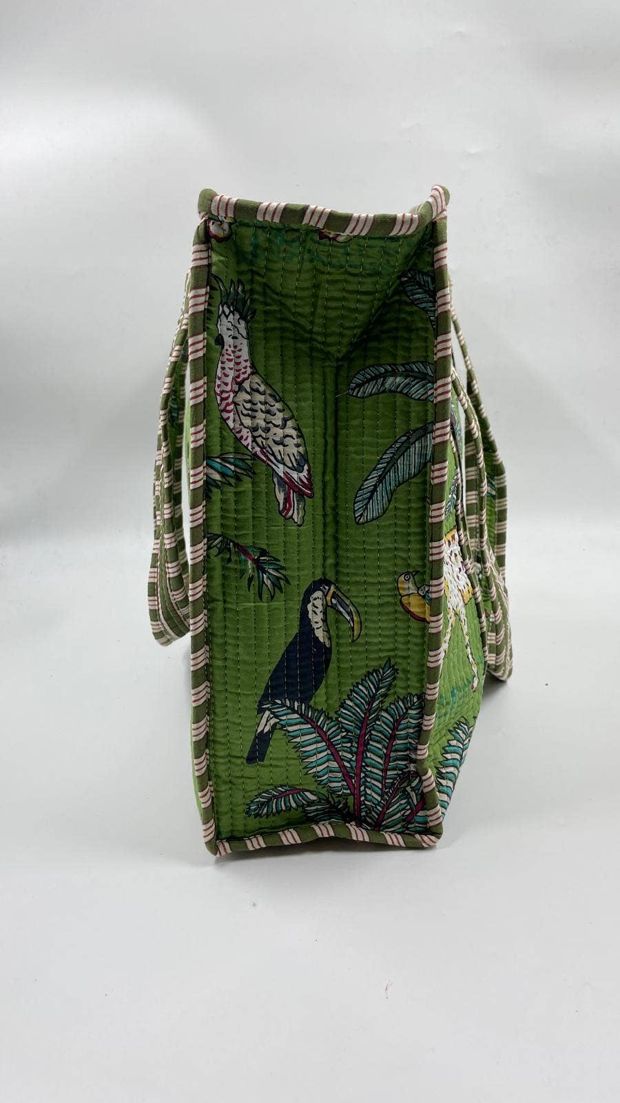 Animal Print Cotton Kantha Quilted Boho Tote Bag with Zip