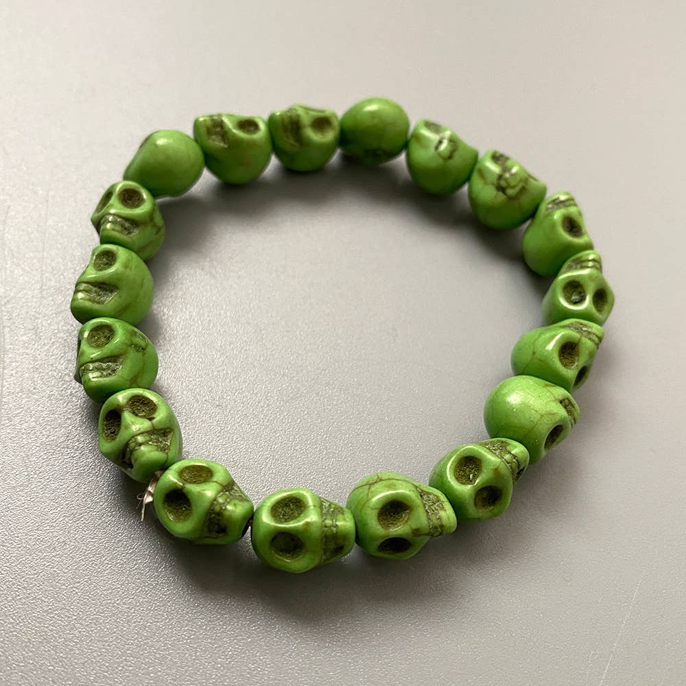 Skull Bracelet, Dyed Howlite: Beige