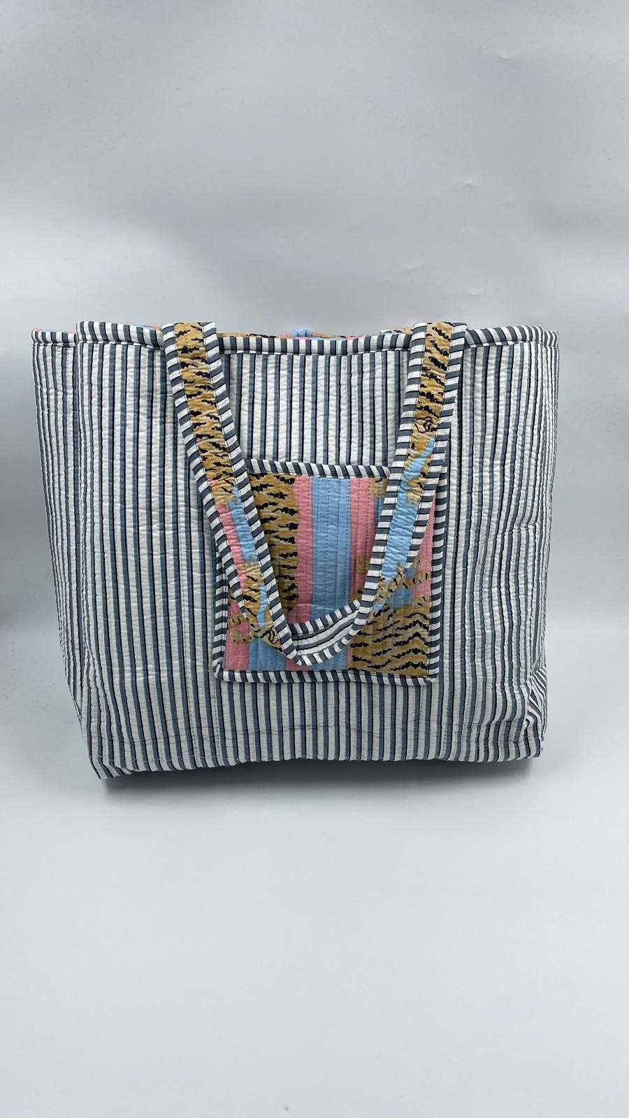 100% Cotton Kantha Quilted Boho Reversible Animal Tote Bag