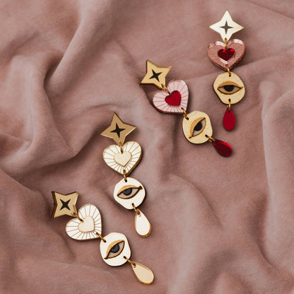 Asteria Earrings: Pink/Red / Card Jewellery Backing