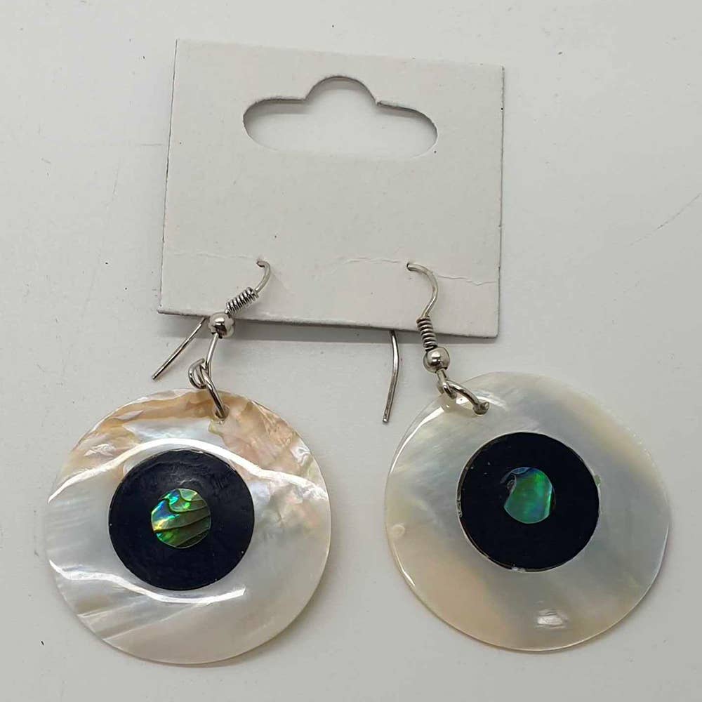 Capiz Shell Earrings: Red Rectangle