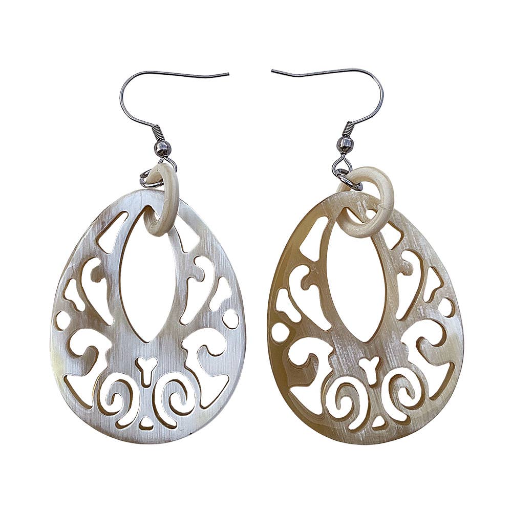 Boho Buffalo Horn Earrings, Lacquered: Red Boho Buffalo Horn Earrings