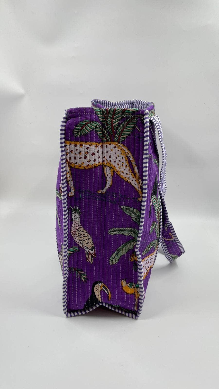 100% Cotton Kantha Quilted Boho Animal Reversible Tote Bag