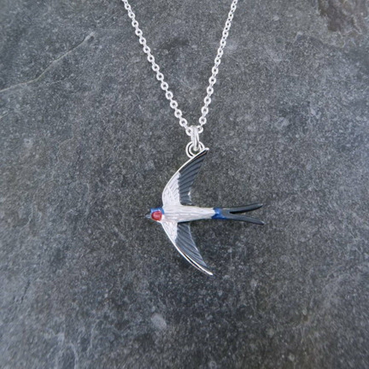 Swallow Bird In Flight Pendant Necklace