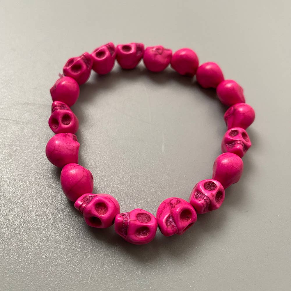 Skull Bracelet, Dyed Howlite: Beige