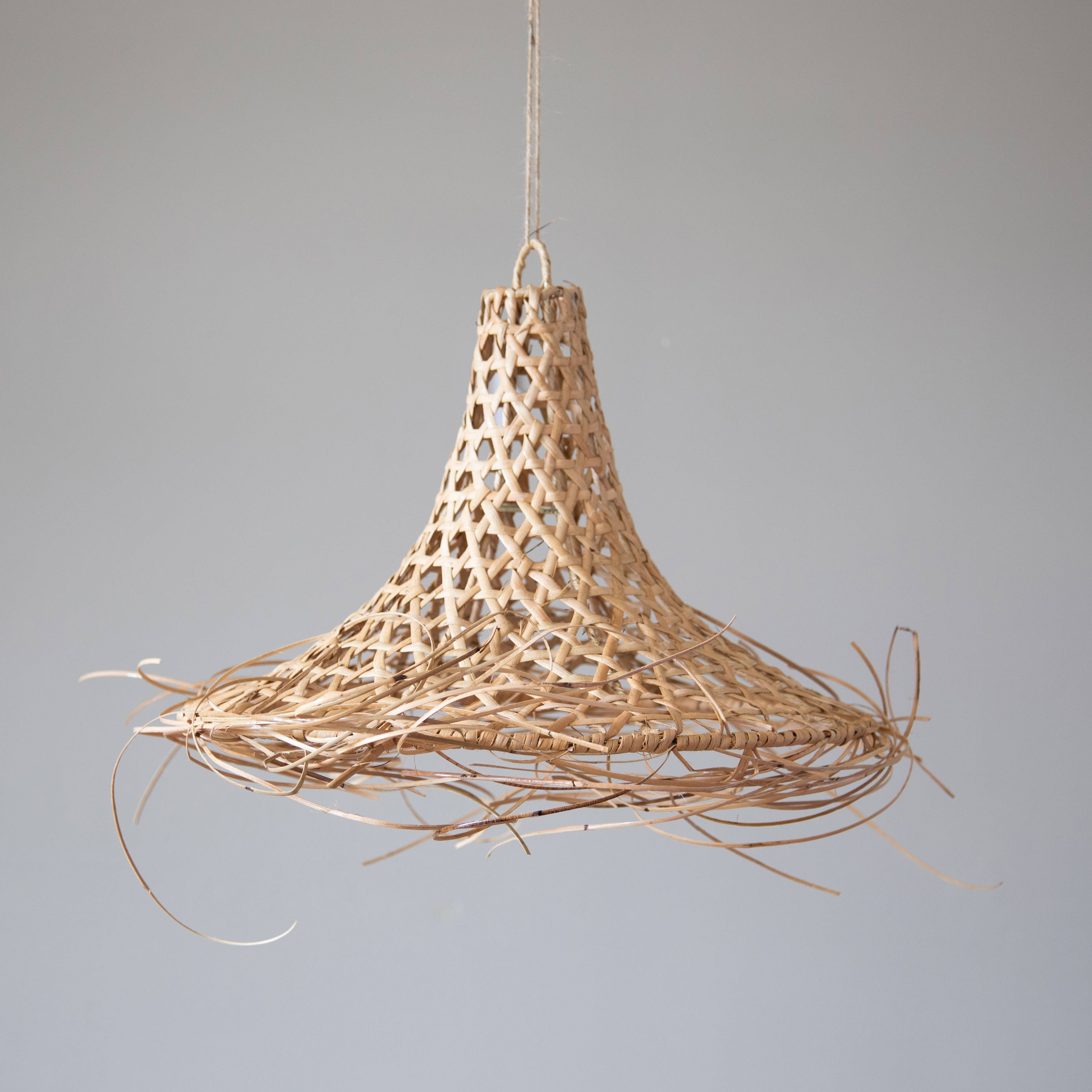 Rattan Pendant Light Bamboo Lampshade Boho Lighting