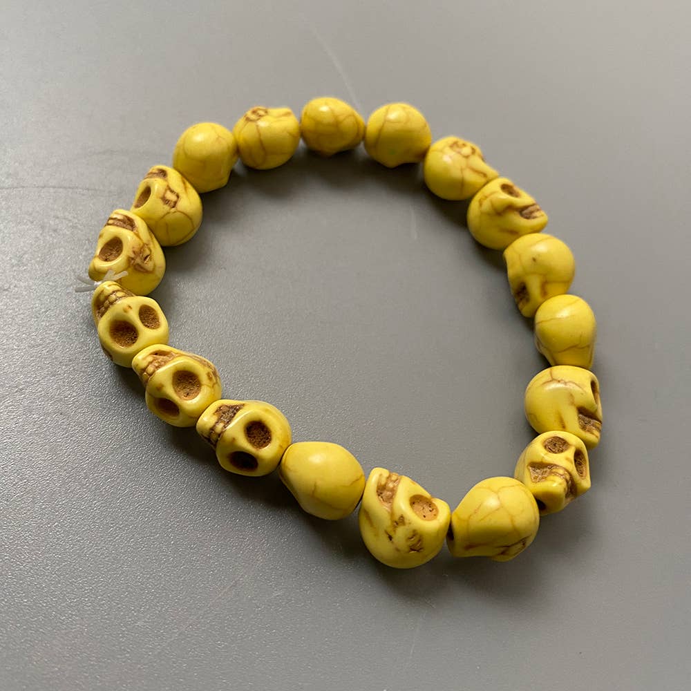 Skull Bracelet, Dyed Howlite: Beige