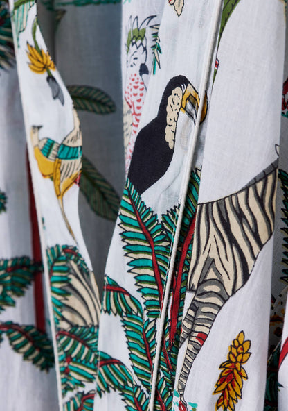 Jungle Print Dressing Gown - White: Small/Medium(SM)