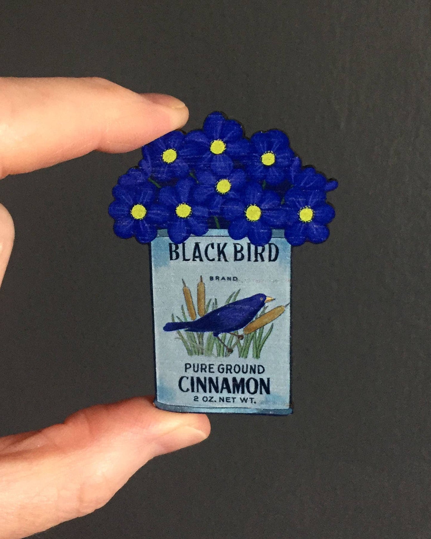 Vintage Flower Wooden Pin Badge-Anemones