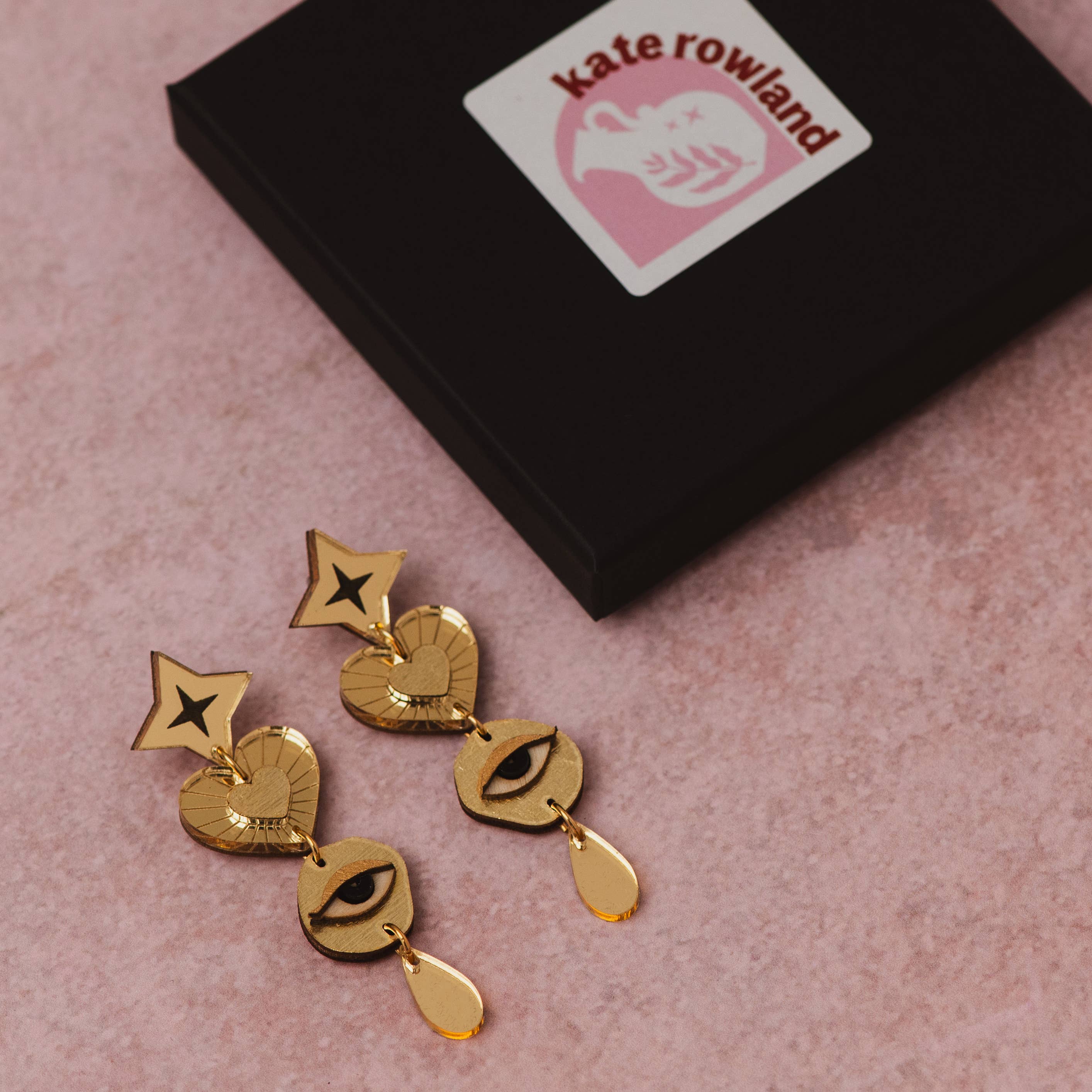 Asteria Earrings: Pink/Red / Card Jewellery Backing