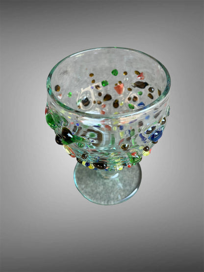 Mosaic recycled glass wine glass from Bali. 