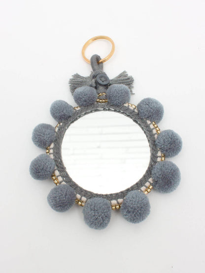 Super Pom Pom Mirror Keyrings, Large: Pink