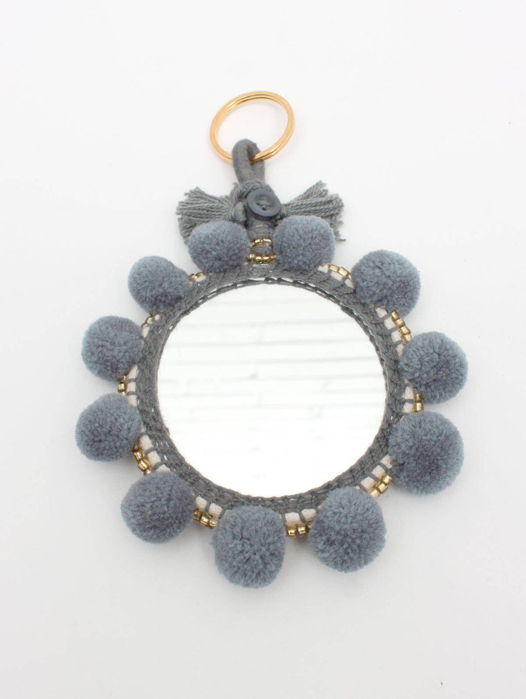 Super Pom Pom Mirror Keyrings, Large: Teal