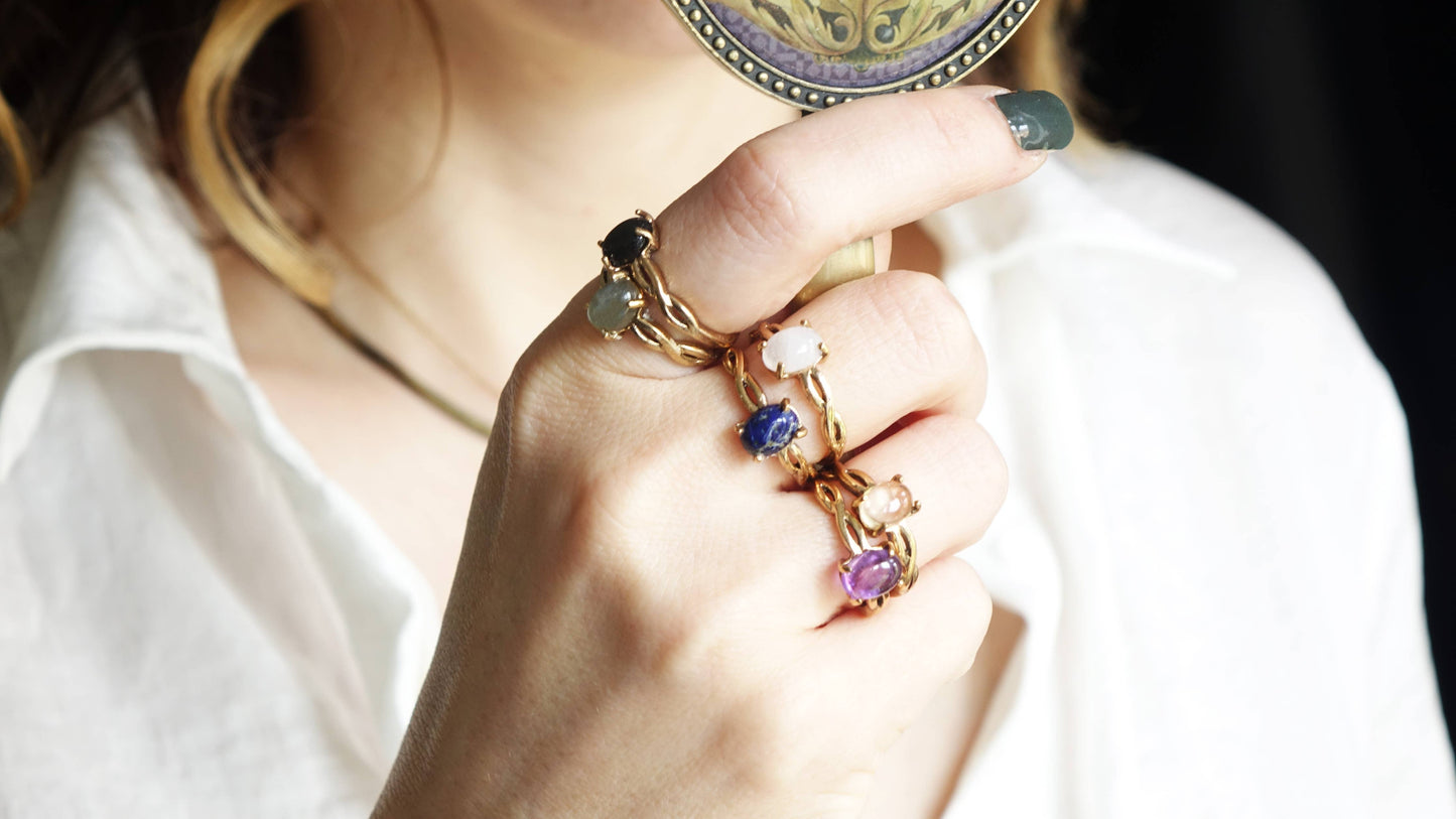 Moonstone Crystal Stone Ring