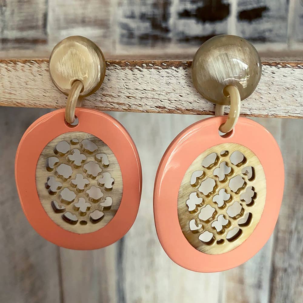 Boho Buffalo Horn Earrings, Lacquered: Red Boho Buffalo Horn Earrings