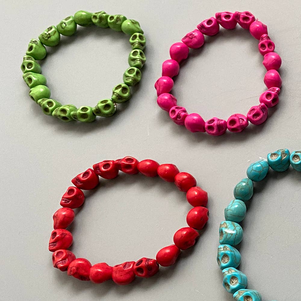 Skull Bracelet, Dyed Howlite: Beige