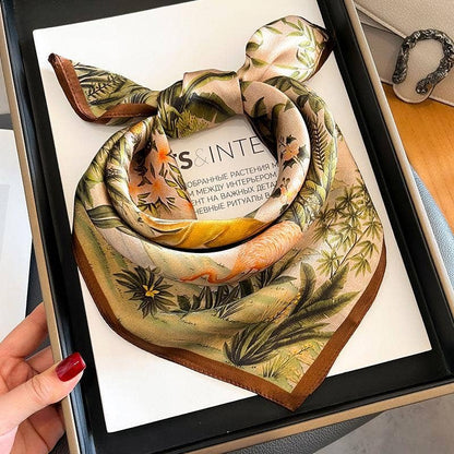 Vintage Jungle Animals 100% mulberry Silk Scarf/Silk head scarf/Silk hair scarf/Silk neck scarf/Mother's Day Gifts/Bag Accessory/Gift for her