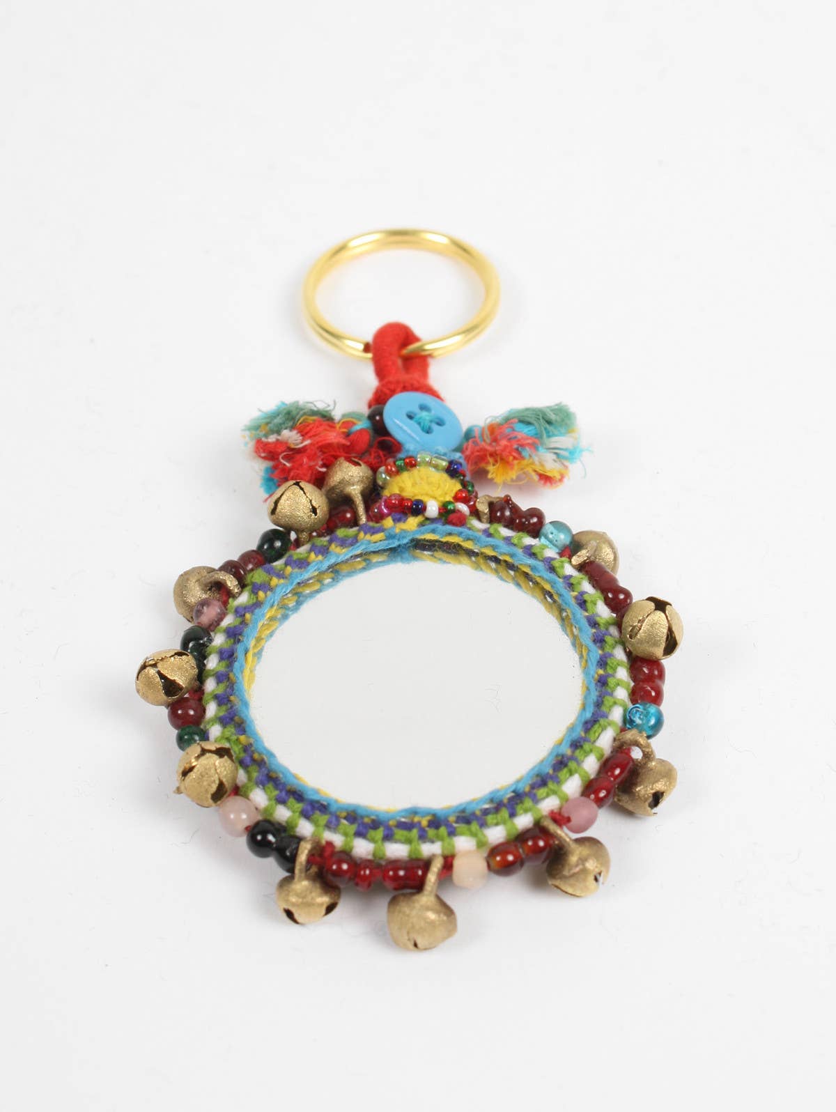 Boho Mirror Keyrings, Large: Silver