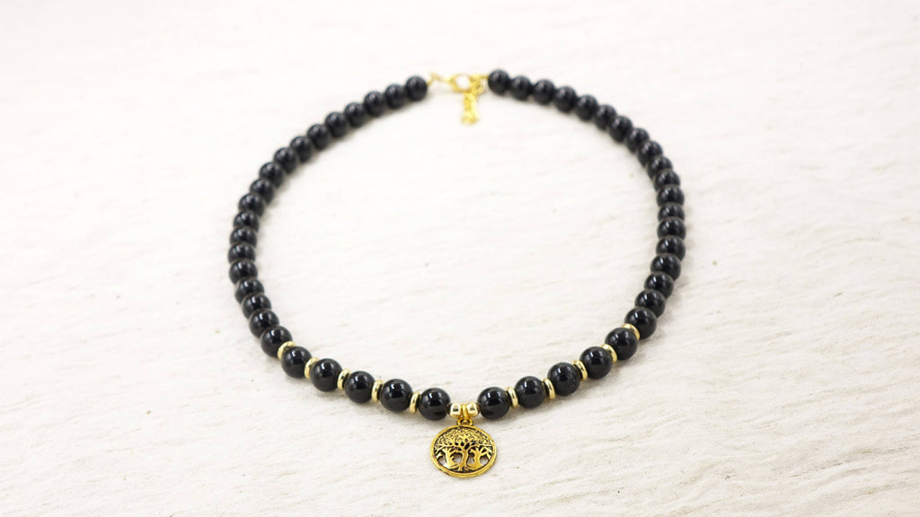 Beaded Black Jade Necklace