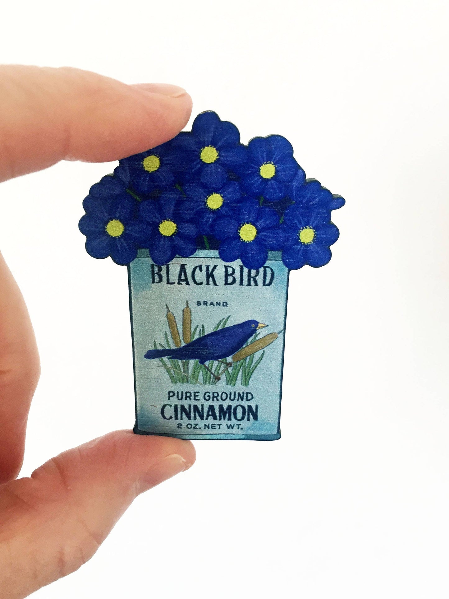 Vintage Flower Wooden Pin Badge-Anemones