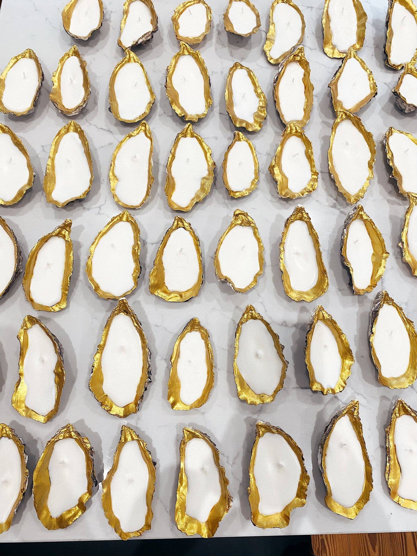 Gold Tip Oyster Shell Candles: 2