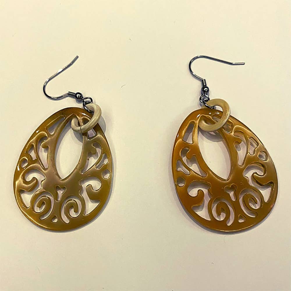 Boho Buffalo Horn Earrings, Lacquered: Red Boho Buffalo Horn Earrings