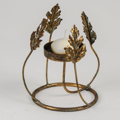Candle Holder Copper Leaves