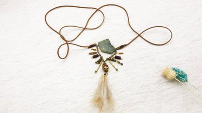 Boho Long Varisite Stone Necklace