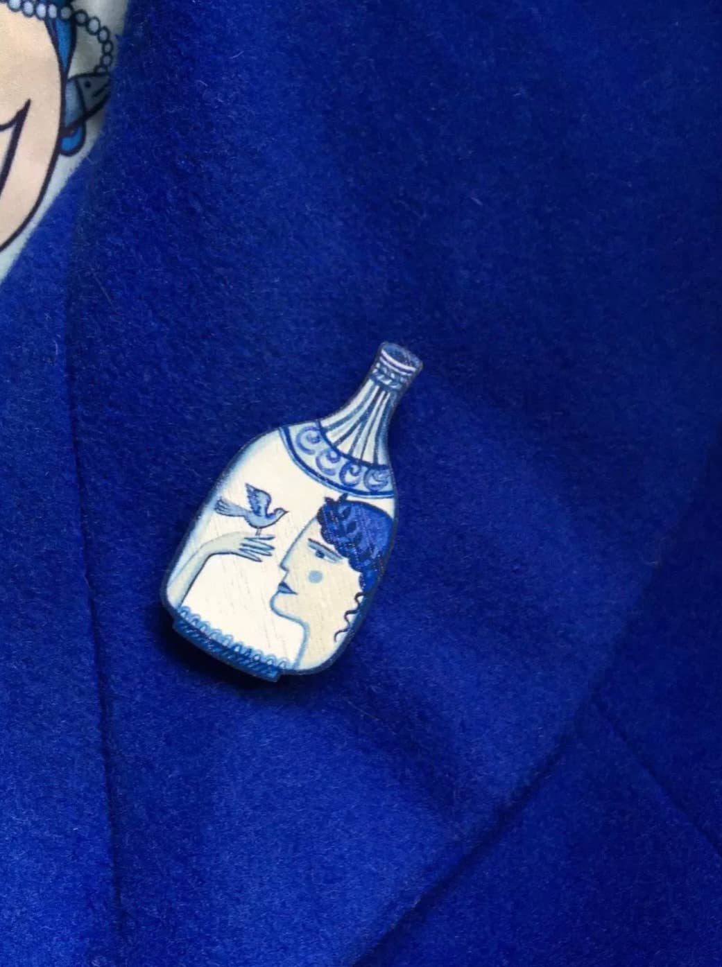 Wooden Greek Vase Pin Brooch