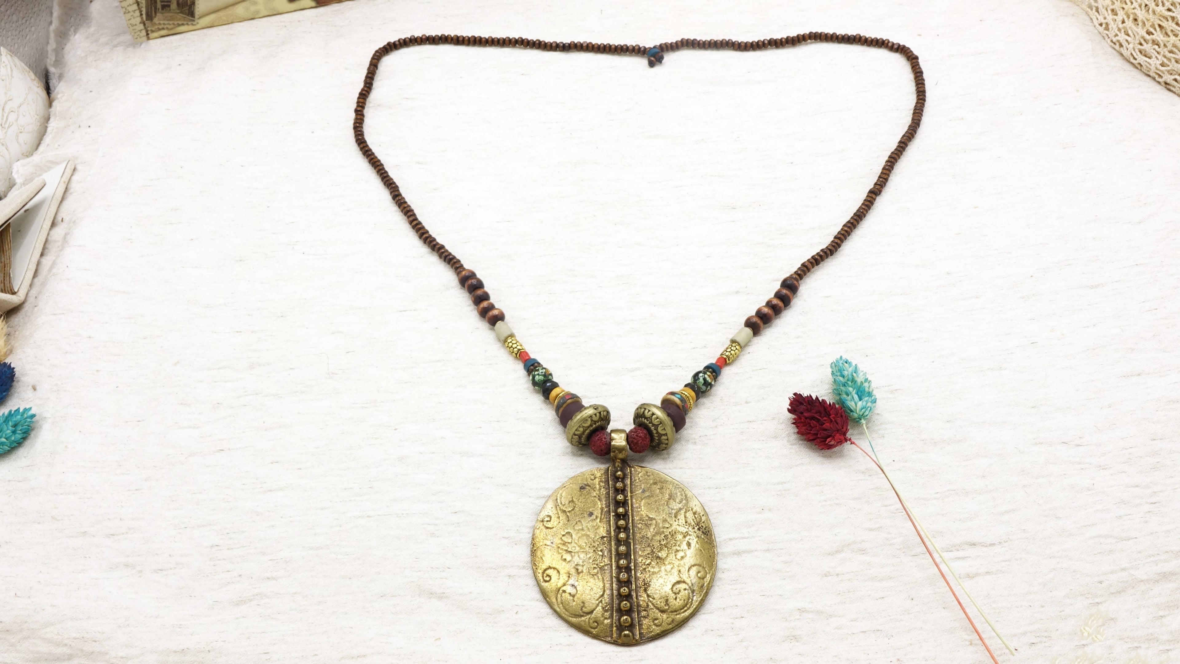 Boho Beaded Pendant Necklace