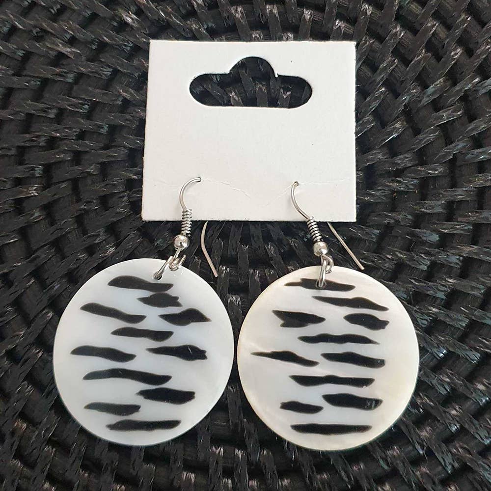 Capiz Shell Earrings: Red Rectangle