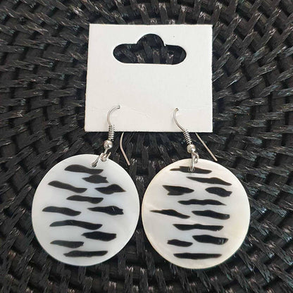 Capiz Shell Earrings: Red Rectangle