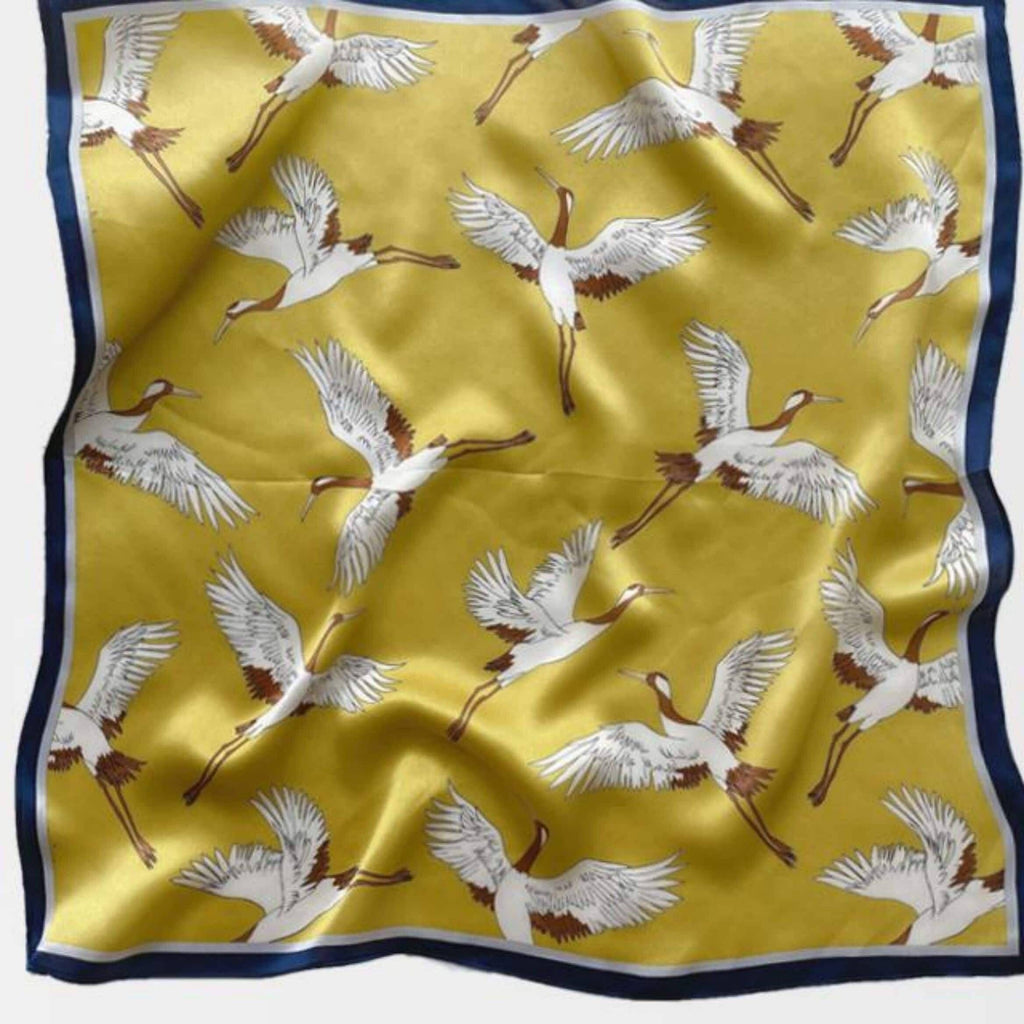 Japanese Vintage Silk Scarf/100% mulberry Silk Scarf/Silk head scarf/Silk hair scarf/Silk neck scarf/Silk bandana/Bag Accessory/Gift for her: Green