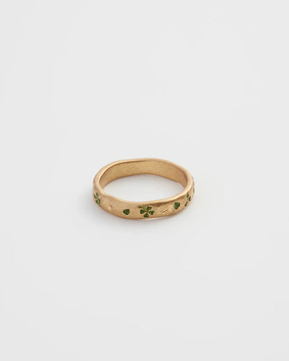 Four Leaf Clover & Pearl Ring