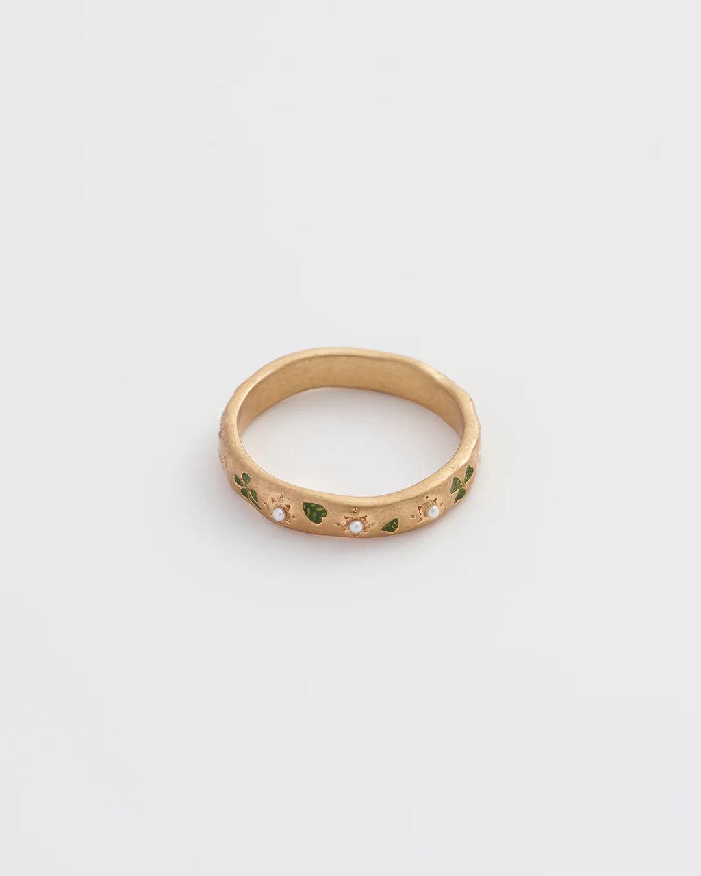 Four Leaf Clover & Pearl Ring