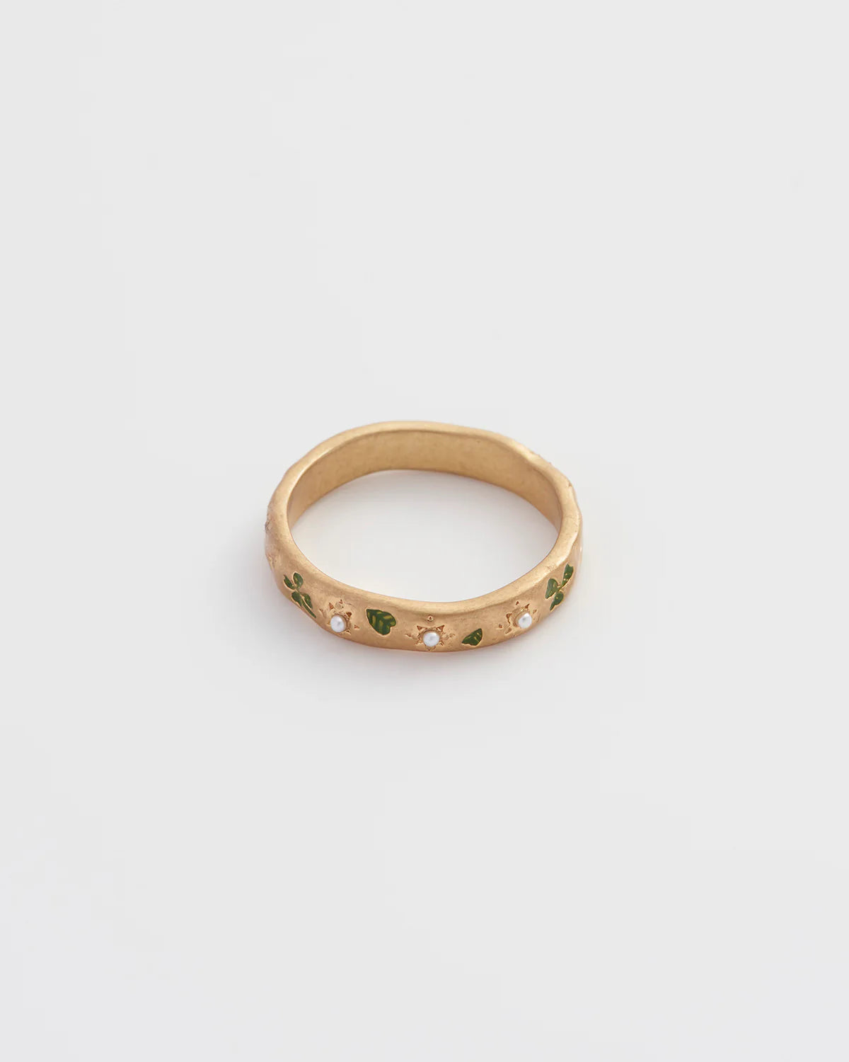 Four Leaf Clover & Pearl Ring