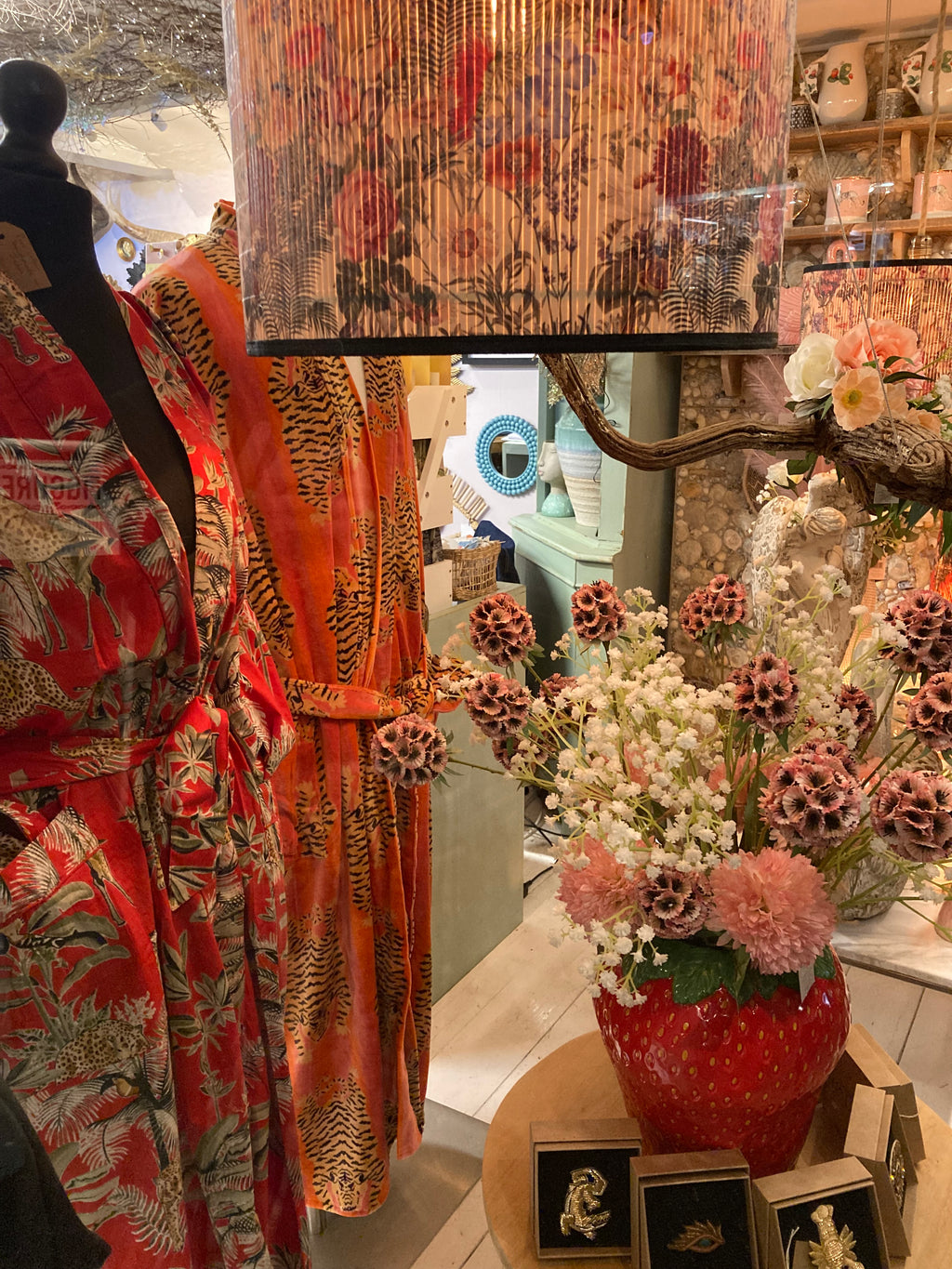 Pure Cotton Indian Blockprint House Robe Summer Dressing Kimono Gown Coverup/Comfy Maternity Royal Red Leopard Jungle Giraffe Animal Party